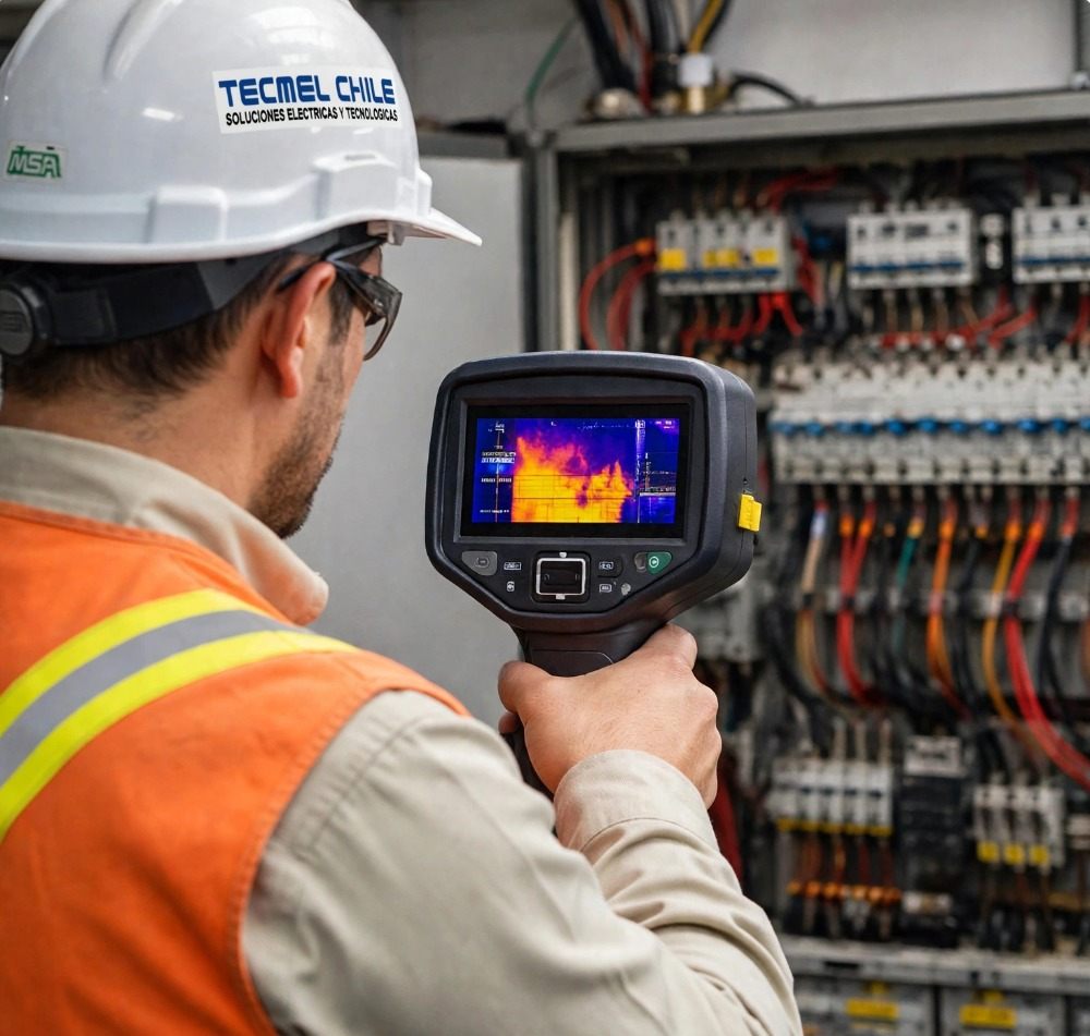 Registro termográfico frente a un tablero eléctrico